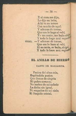 El anillo de hierro : Canto de Margarita