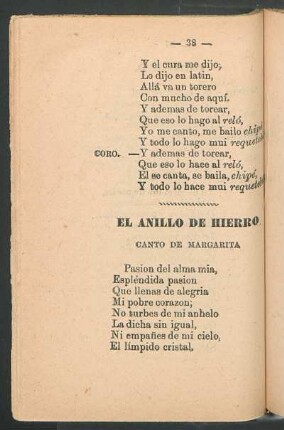 El anillo de hierro : Canto de Margarita