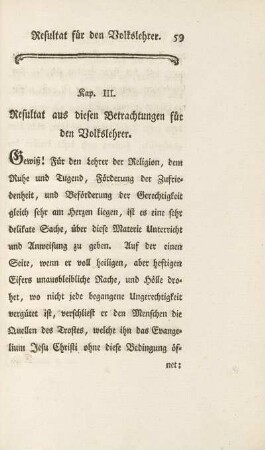 Kap. III. Resultat aus diesen Betrachtungen für den Volkslehrer.