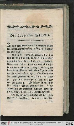 Die dreyerley Calender
