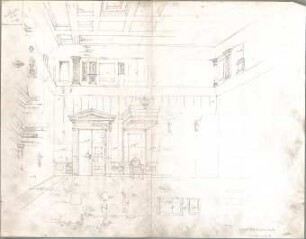 Seeberger, Gustav; München; Residenz, Königsbau, Zeichnungen - Thronsaal der Königin (Perspektive)