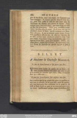 Billet A Madame la Duchesse Mazarin.