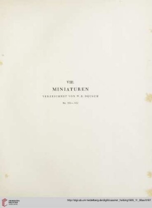 VIII. Miniaturen (Nr. 351-412)