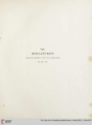 VIII. Miniaturen (Nr. 351-412)