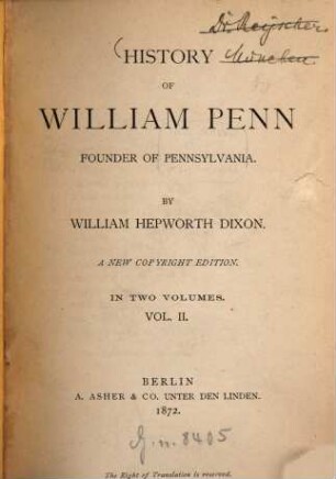 History of William Penn : founder of Pennsylvania ; in two volumes, 2