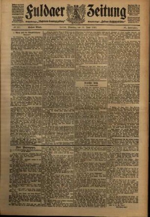 Erste Ausgabe vom Dienstag, den 21. Juni 1910.