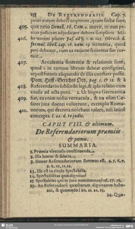 Caput VIII. & ultimum. De Referendariorum praemiis & poenis
