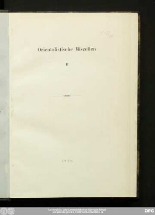 2: Orientalische Miszellen