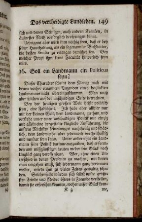 16. Soll ein Landmann ein Politicus seyn?