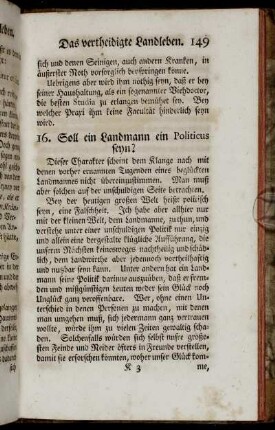 16. Soll ein Landmann ein Politicus seyn?