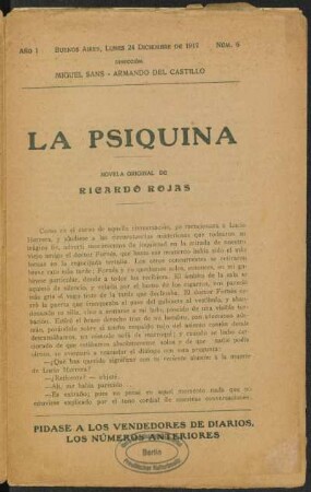 1917000106: La psiquina : novela original