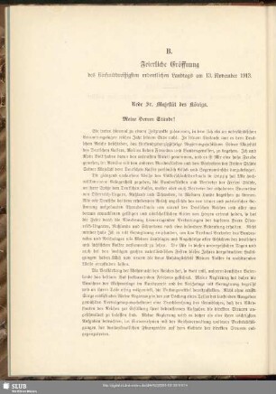 B. Feierliche Eröffnung des fünfunddreißigsten ordentlichen Landtags am 13. November 1913