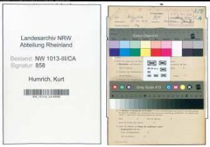 Entnazifizierung Kurt Humrich , geb. 27.10.1912 (Gaertner)
