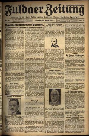 Erste Ausgabe vom Sonntag, den 21. August 1932.
