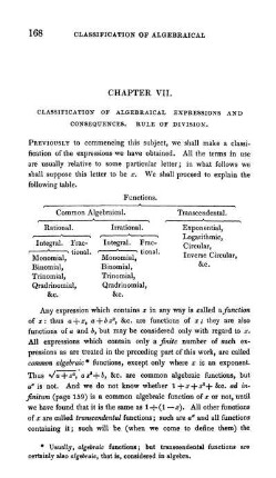 Chapter VII. Classification of Algebraical Expressions and Consequences.