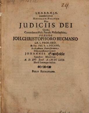 Diss. hist. pol. de iudiciis dei