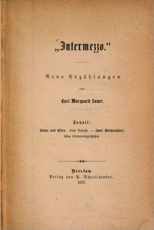 Intermezzo : neue Erzählungen