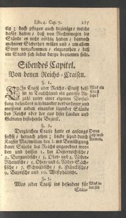 Sibendes Capitel. Von denen Reichs-Craisen