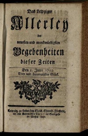 Den 5. Junii 1753. Drey und Zwantzigstes Stück.
