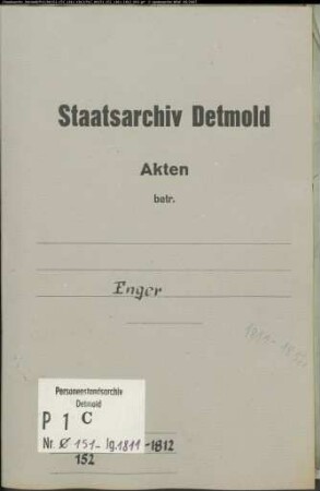 Belegakten zum Heiratsregister der evangelischen Gemeinde Enger, Kreis Herford (1811-1812)