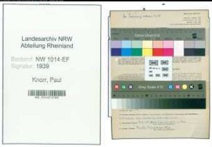Entnazifizierung Paul Knorr , geb. 23.01.1911 (Kaufmaennischer Angestellter)