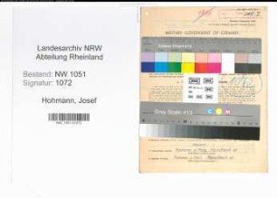 Entnazifizierung Josef Hohmann , geb. 25.02.1911 (Werkmeister)