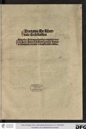 Tractatus de libertate ecclesiastica adversus Bohemorum errores