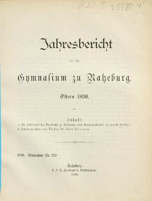 Jahresbericht : über das Schuljahr .... 1889/90