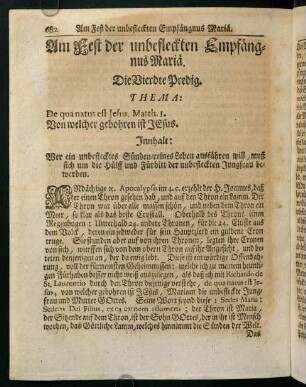 682-693, Am Fest der unbefleckten Empfängnus Maria. Die Vierdte Predig