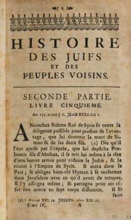 Histoire des Juifs et des peuples voisins : depuis la d'ecadence des royaumes d'Israel & de Juda jusqu a la mort de Jesus-Christ ; Traduite de l'Anglois, 4