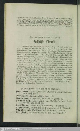 Fünfundzwanzigster [Vierundzwanzigster] Abschnitt. Geschäfts-Chronik
