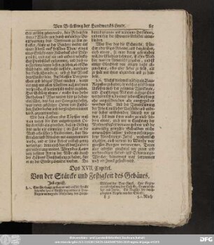 Das XVII. Capitel. Von der Stärcke und Festigkeit des Gebäudes.