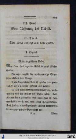 III. Theil. Alles Übel entsteht aus dem Guten.