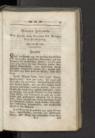 Vierter Zeitraum. Von Karln dem Grossen bis Gregor den Siebenten. Von 800 bis 1096.