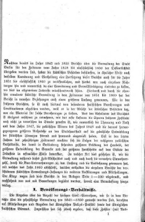 I. Bevölkerungs-Verhältnisse