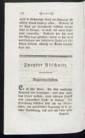 Zweyter Abschnitt. Regierungssystem.