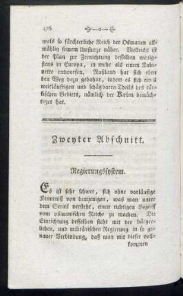 Zweyter Abschnitt. Regierungssystem.