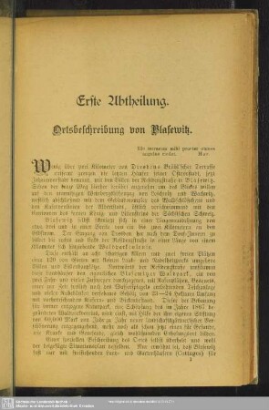 Erste Abtheilung. Ortsbeschreibung von Blasewitz