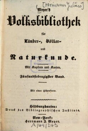 Meyer's Volksbibliothek für Länder-, Völker- und Naturkunde, 75
