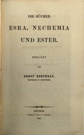 Die Bücher Esra, Nechemia und Ester