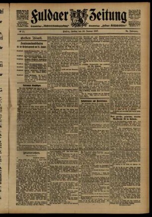 Erste Ausgabe vom Freitag, den 18. Januar 1907.