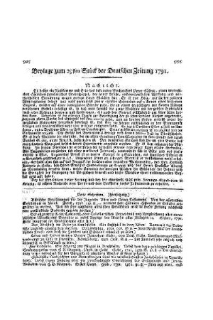 Beylage zum 29ten Stück der Deutschen Zeitung 1791