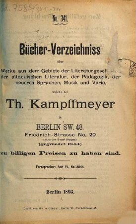 Bücher-Verzeichniss. 341. 1893