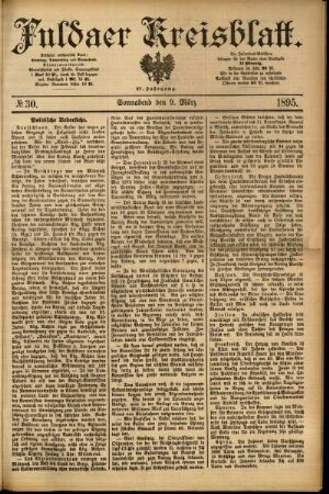 Erste Ausgabe vom Samstag, den 09. März 1895.