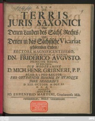 De Terris Juris Saxonici