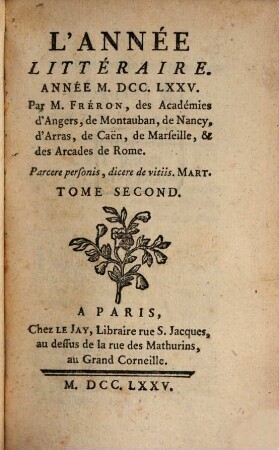 L' année littéraire. 1775,2