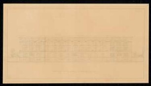 Kasernenfassade Monatskonkurrenz Dezember 1834: Aufriss Hauptansicht; Maßstabsleiste