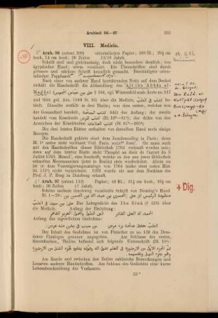 VIII. Medicin. [8° Cod. Ms. arab. 96 - 8° Cod. Ms. arab. 100]
