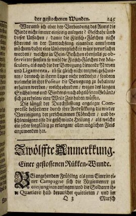 Zwölffte Anmerkkung. Einer gestossenen Rükken-Wunde.
