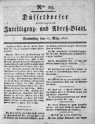 Düsseldorfer privilegirtes Intelligenz- und Adreß-Blatt